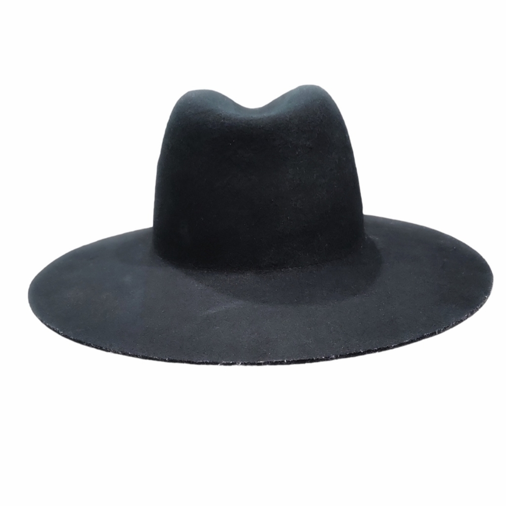 Gigi Pip Scottie Black Wide Brim Fedora 59 M/L - Picture 4 of 7